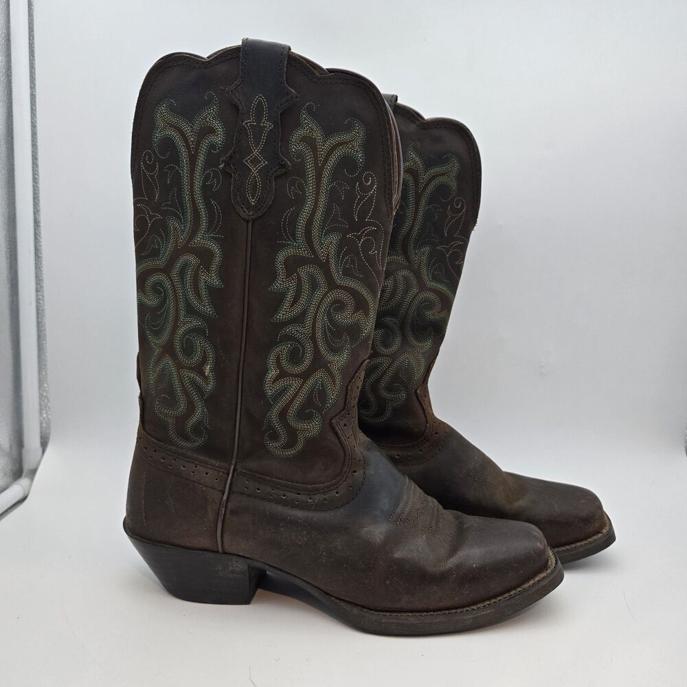 Justin Boots L2552 Stampede Square Toe Leather Cowboy Boots Women's 8.5M